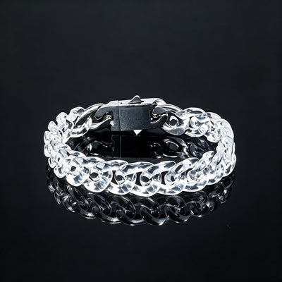 Lunather™ Crystal Ice Natural Clear Quartz Cuban Link Bracelet