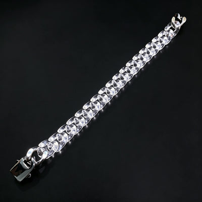 Lunather™ Crystal Ice Natural Clear Quartz Cuban Link Bracelet