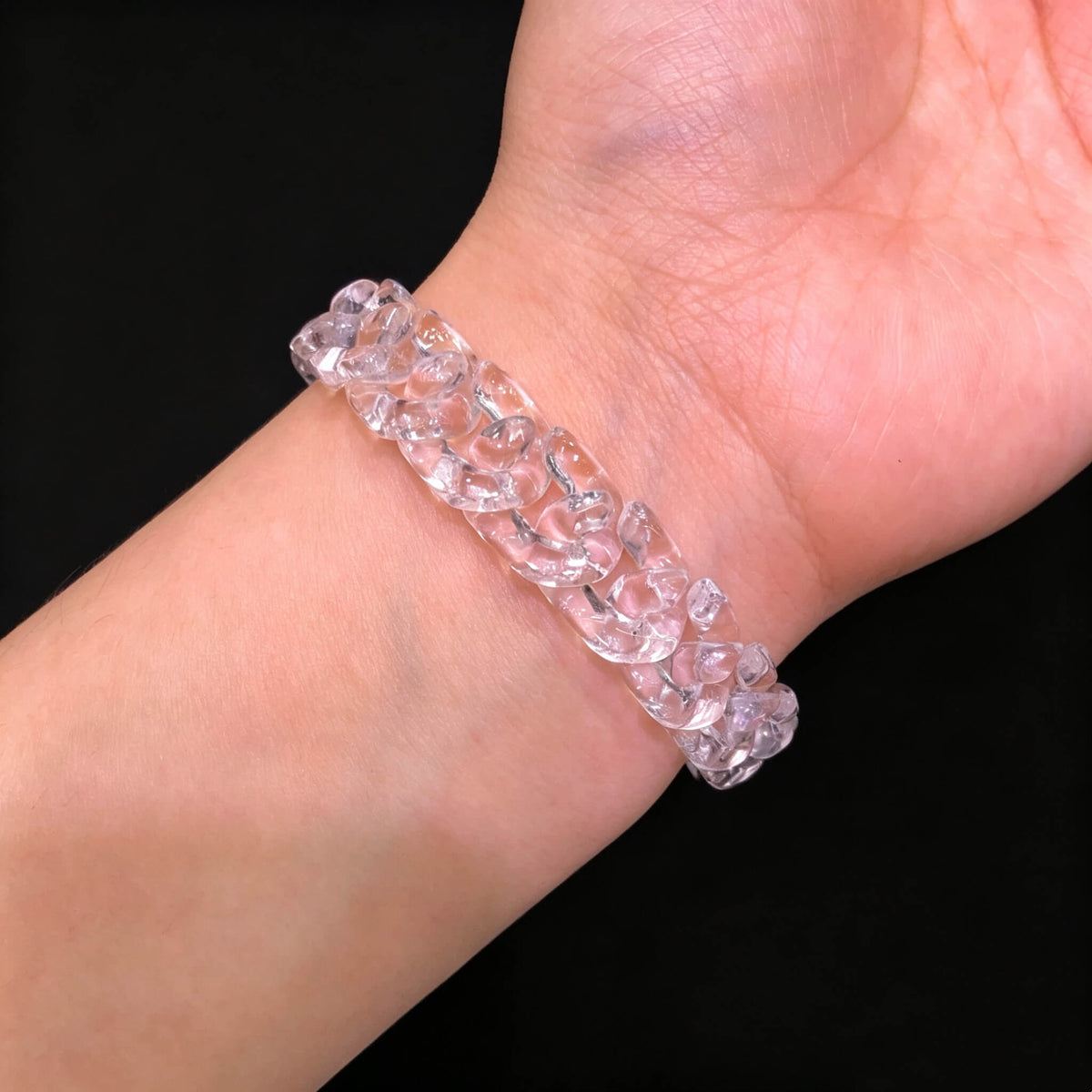 Lunather™ Crystal Ice Natural Clear Quartz Cuban Link Bracelet