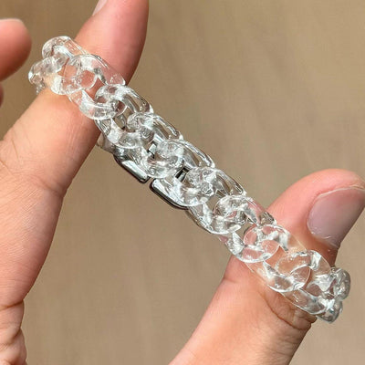 Lunather™ Crystal Ice Natural Clear Quartz Cuban Link Bracelet