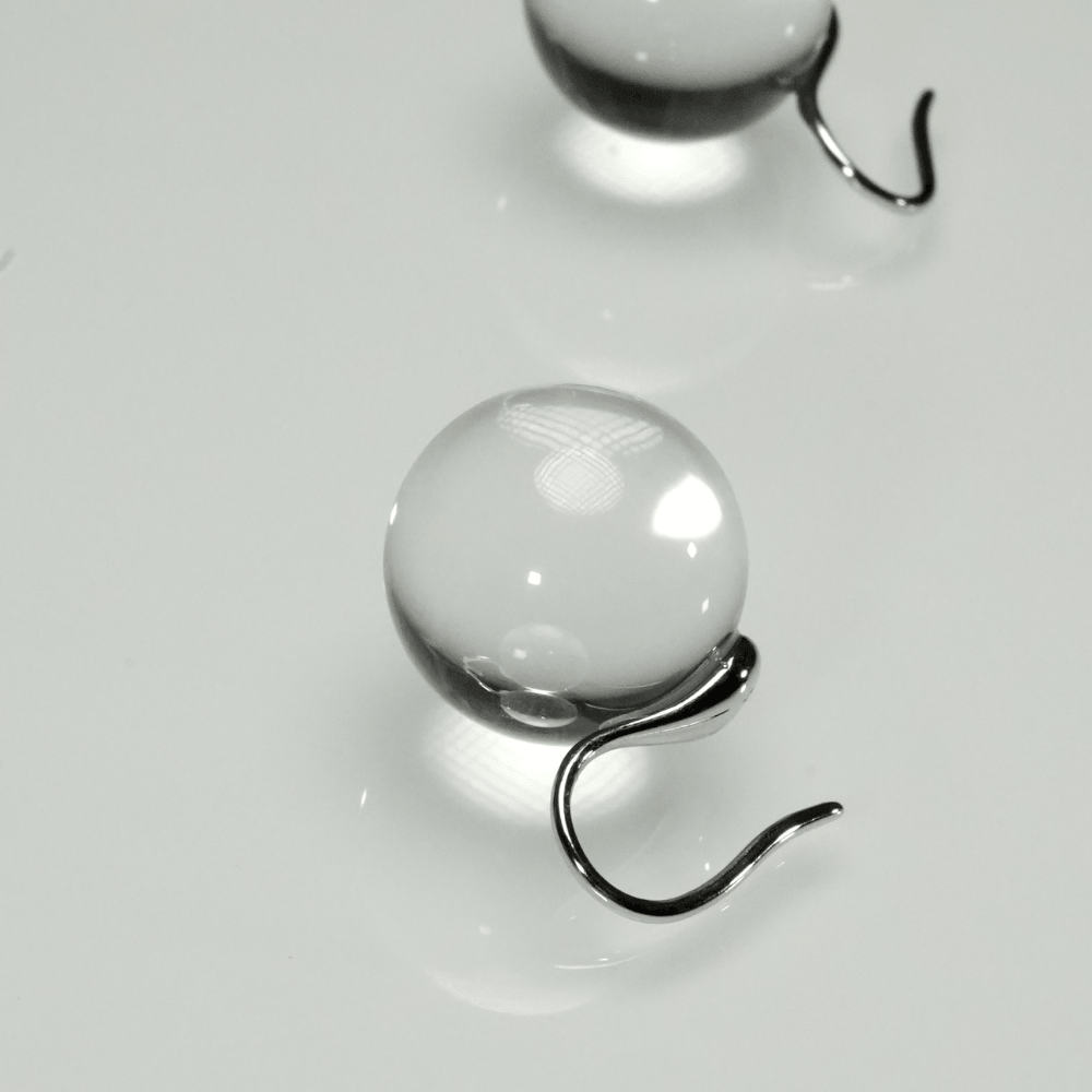 Lunather™ Floating Bubble Clear Quartz Earrings