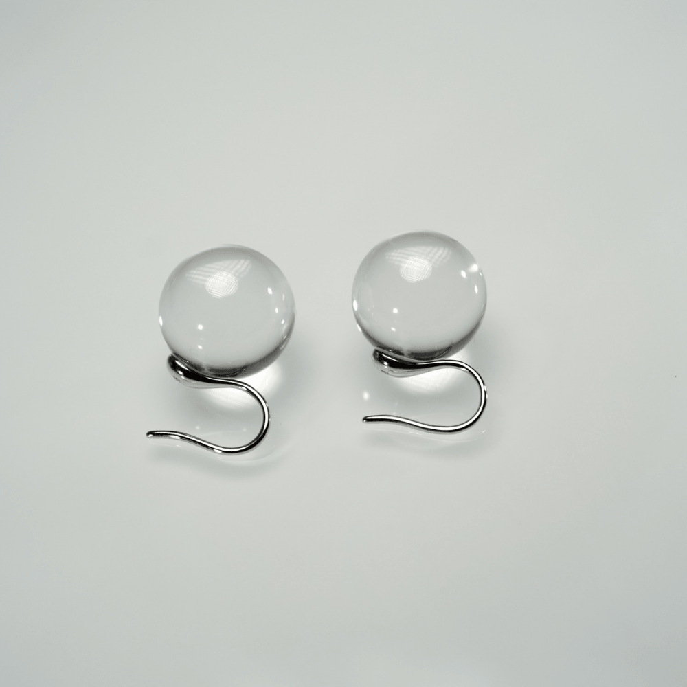 Lunather™ Floating Bubble Clear Quartz Earrings