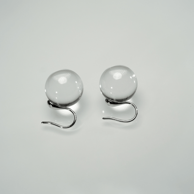 Lunather™ Floating Bubble Clear Quartz Earrings