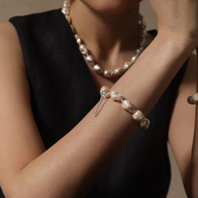 Lunather™ Liquid Light Baroque Crystal Pearl Bracelet