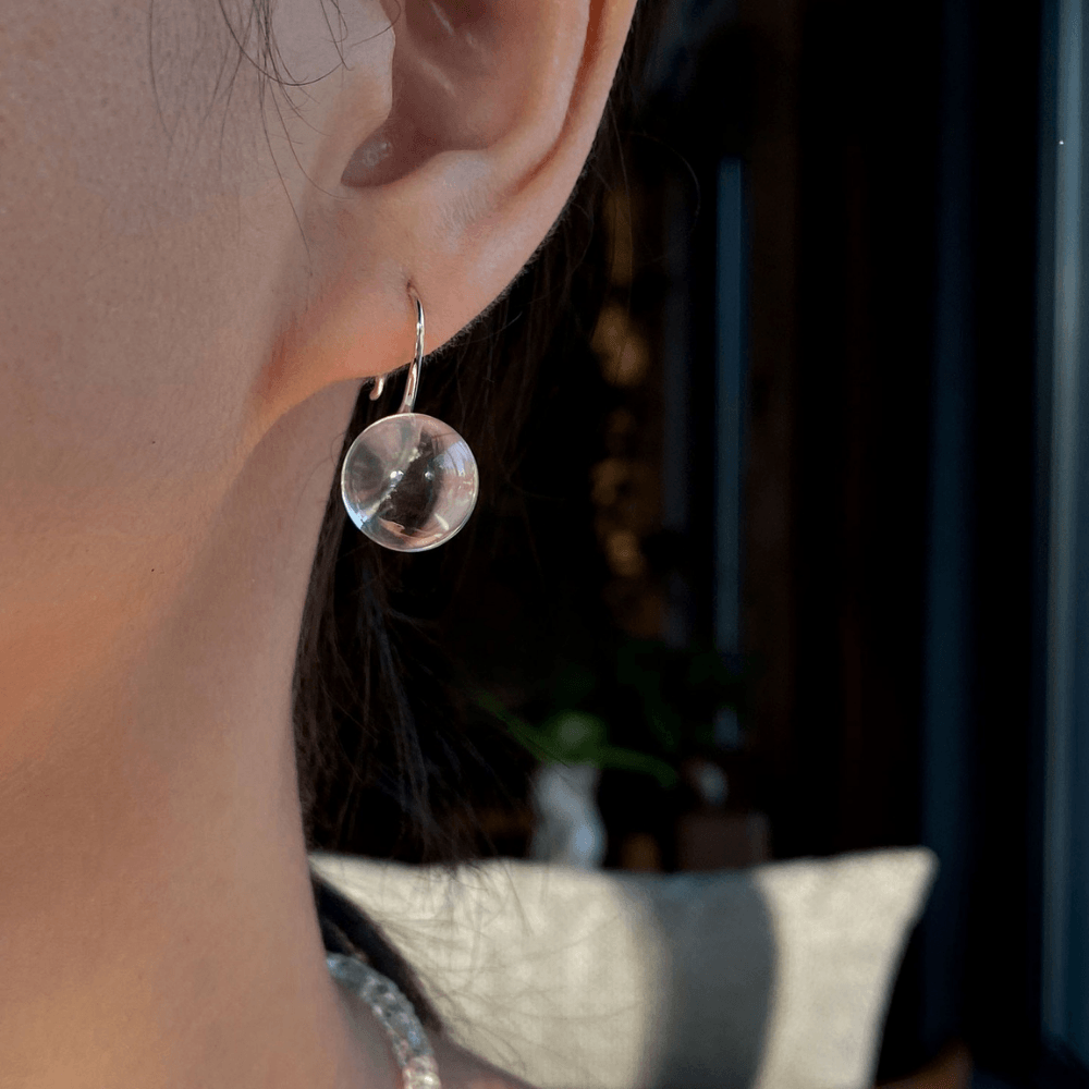 Lunather™ Floating Bubble Clear Quartz Earrings