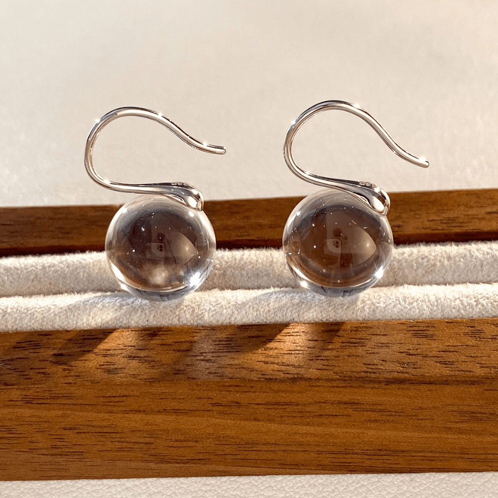 Lunather™ Floating Bubble Clear Quartz Earrings