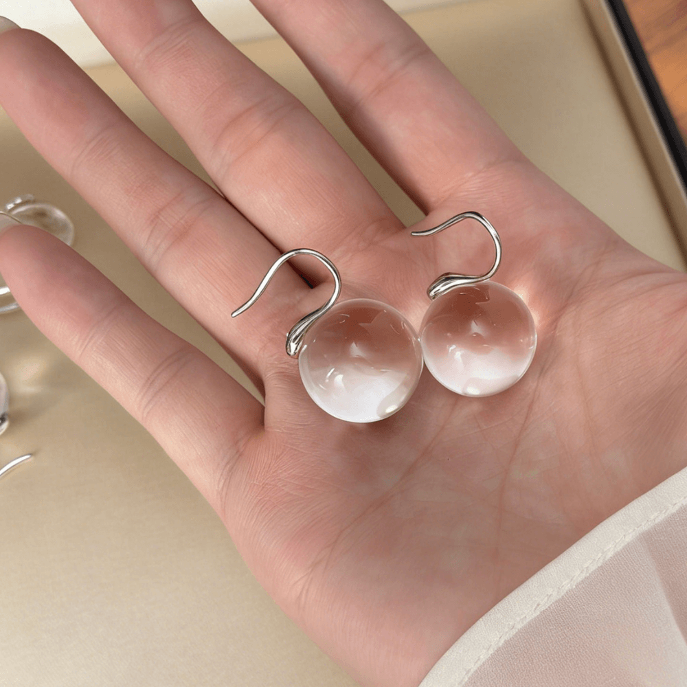 Lunather™ Floating Bubble Clear Quartz Earrings