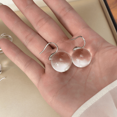 Lunather™ Floating Bubble Clear Quartz Earrings