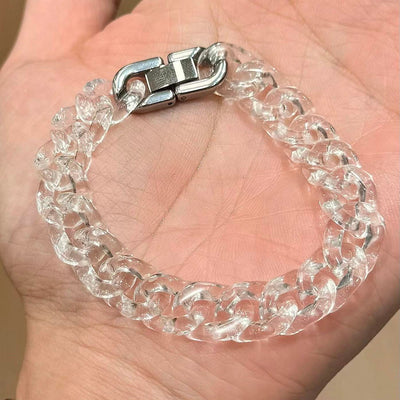 Lunather™ Crystal Ice Natural Clear Quartz Cuban Link Bracelet