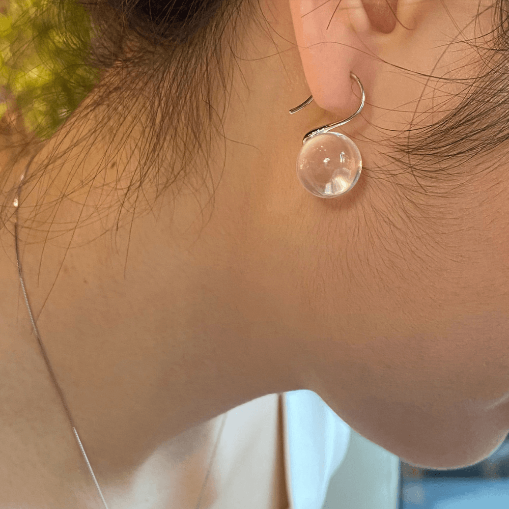Lunather™ Floating Bubble Clear Quartz Earrings