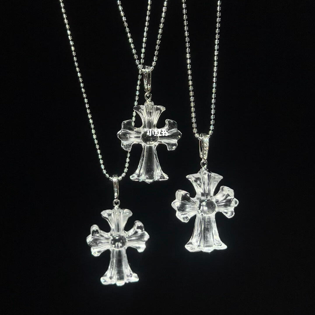 Lunather™ Sacred Light Hand-Carved Clear Quartz Cross Pendant