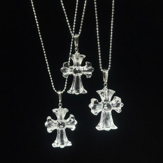 Lunather™ Sacred Light Hand-Carved Clear Quartz Cross Pendant