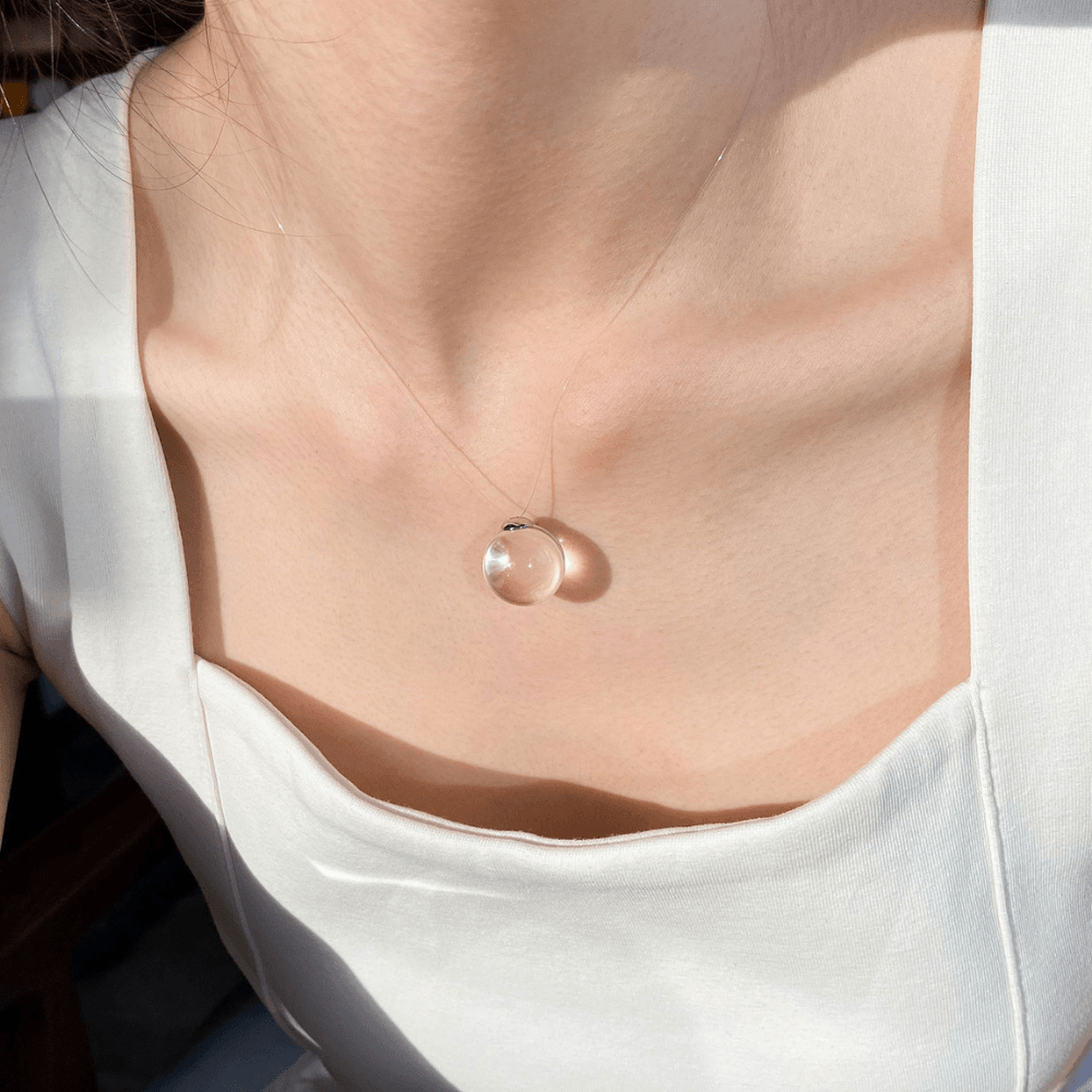 Lunather™ Invisible Floating Bubble Clear Quartz Necklace