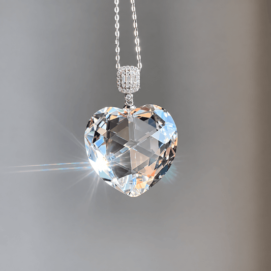 Lunather™ Heart of Light Faceted Clear Quartz Pendant Necklace