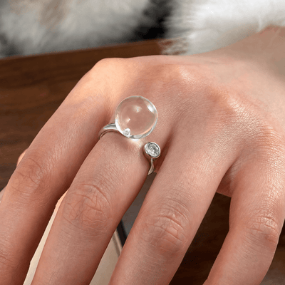 Lunather™ Invisible Floating Bubble Clear Quartz Ring