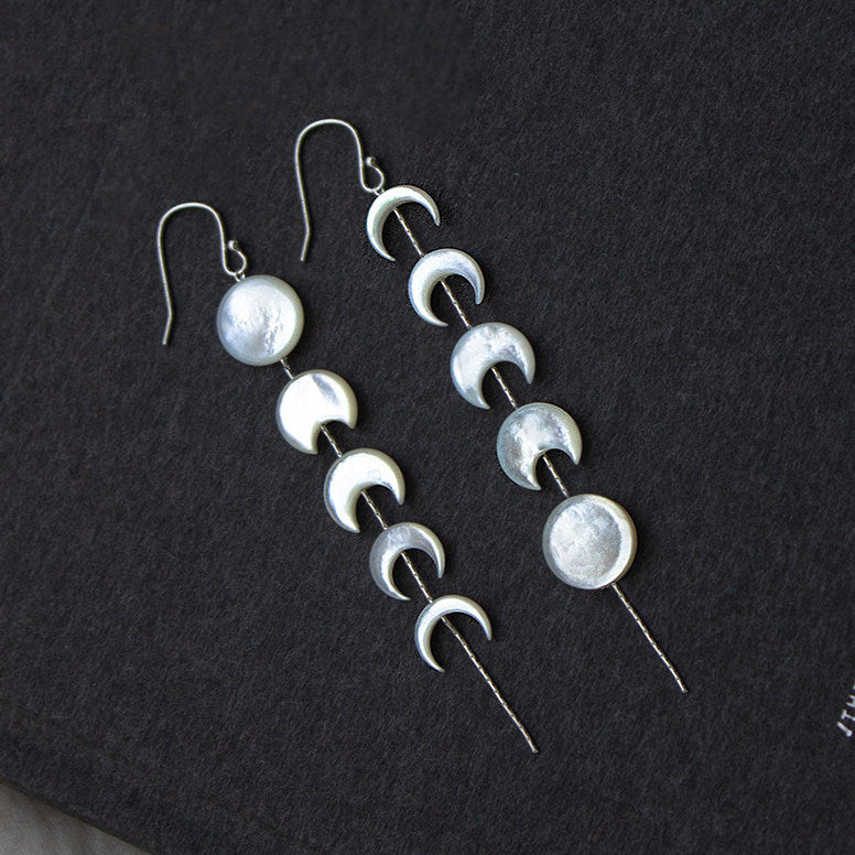 Lunather™ Lunar Phase Natural Pearl & Mother-of-Pearl Earrings
