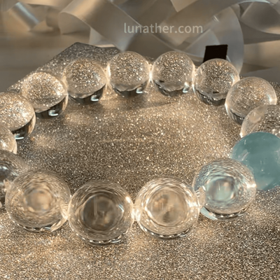 Lunather™ Ocean’s Tear Aquamarine & Clear Quartz Bubble Bracelet