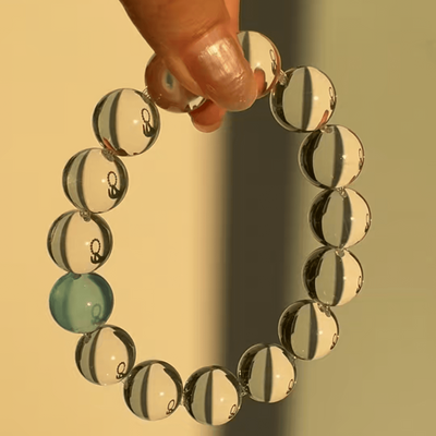 Lunather™ Ocean’s Tear Aquamarine & Clear Quartz Bubble Bracelet