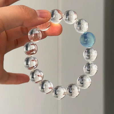 Lunather™ Ocean’s Tear Aquamarine & Clear Quartz Bubble Bracelet