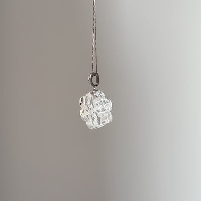 Lunather hand-carved clear quartz snowflake pendant, view 3