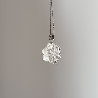 Lunather hand-carved clear quartz snowflake pendant, view 4