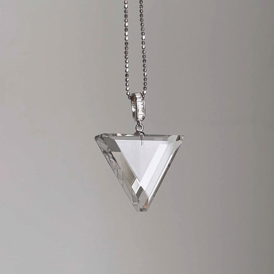 Lunather™ Pure Geometry High-Clarity Clear Quartz Triangle Pendant