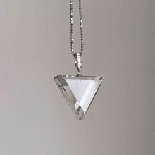 Lunather high-clarity clear quartz triangle pendant with geometric faceted edges