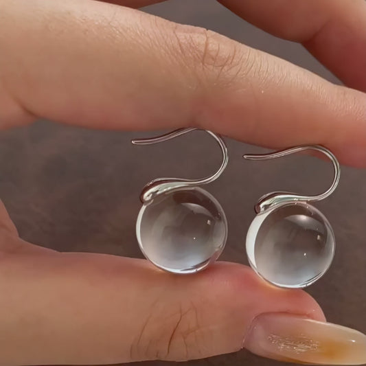 Lunather™ Floating Bubble Clear Quartz Earrings