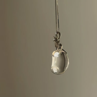 Lunather™ Cat on the Moon Clear Quartz Necklace